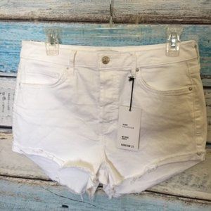 Forever 21 Mid Rise Shorts Denim White Size US 29